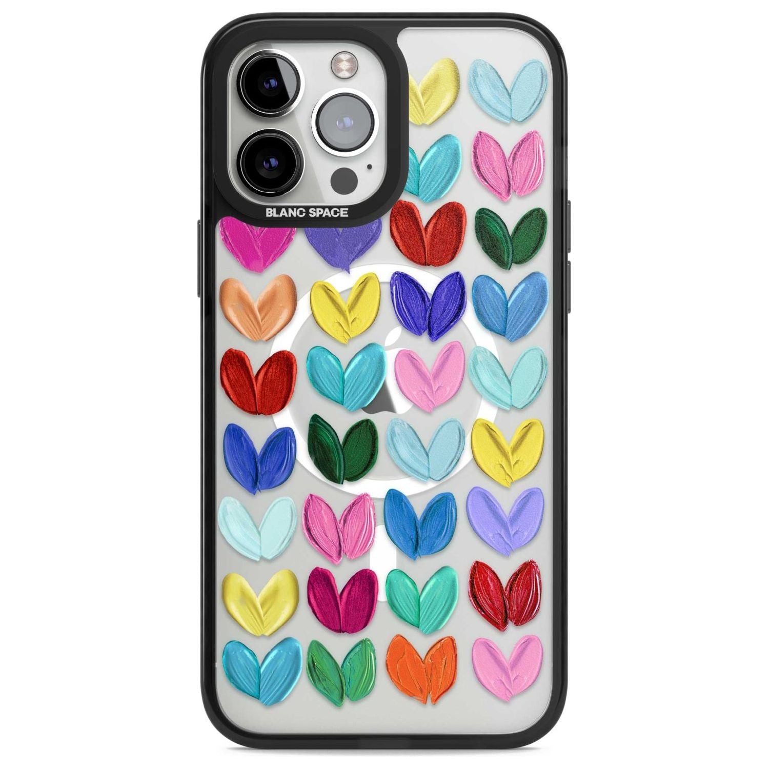 Oil Painted Hearts Phone Case iPhone 13 Pro Max / Magsafe Black Impact Case Blanc Space