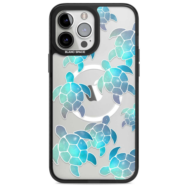 Aqua Space Turtles Phone Case iPhone 13 Pro Max / Magsafe Black Impact Case Blanc Space