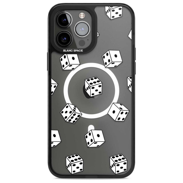 Clear Dice Pattern Phone Case iPhone 13 Pro Max / Magsafe Black Impact Case Blanc Space