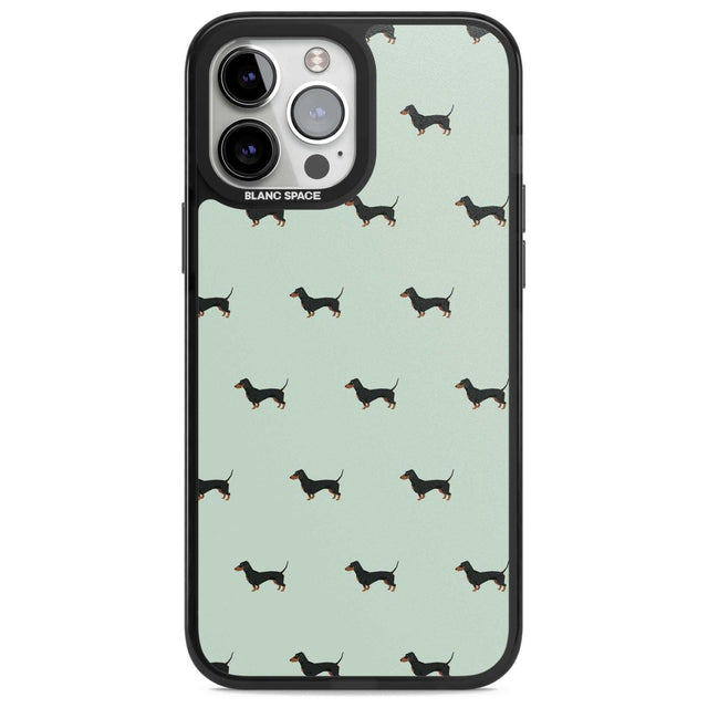 Dachshund Dog Pattern Phone Case iPhone 13 Pro Max / Magsafe Black Impact Case Blanc Space