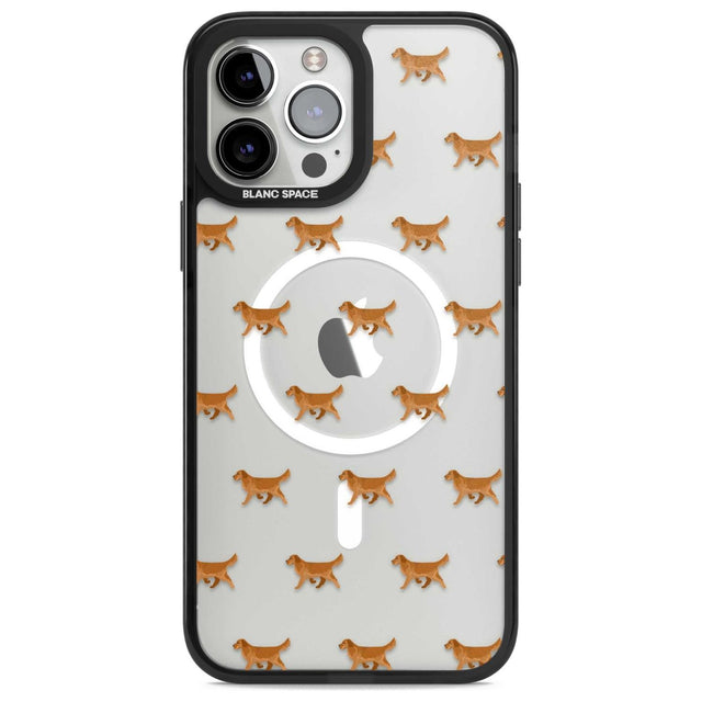 Golden Retriever Dog Pattern Clear Phone Case iPhone 13 Pro Max / Magsafe Black Impact Case Blanc Space