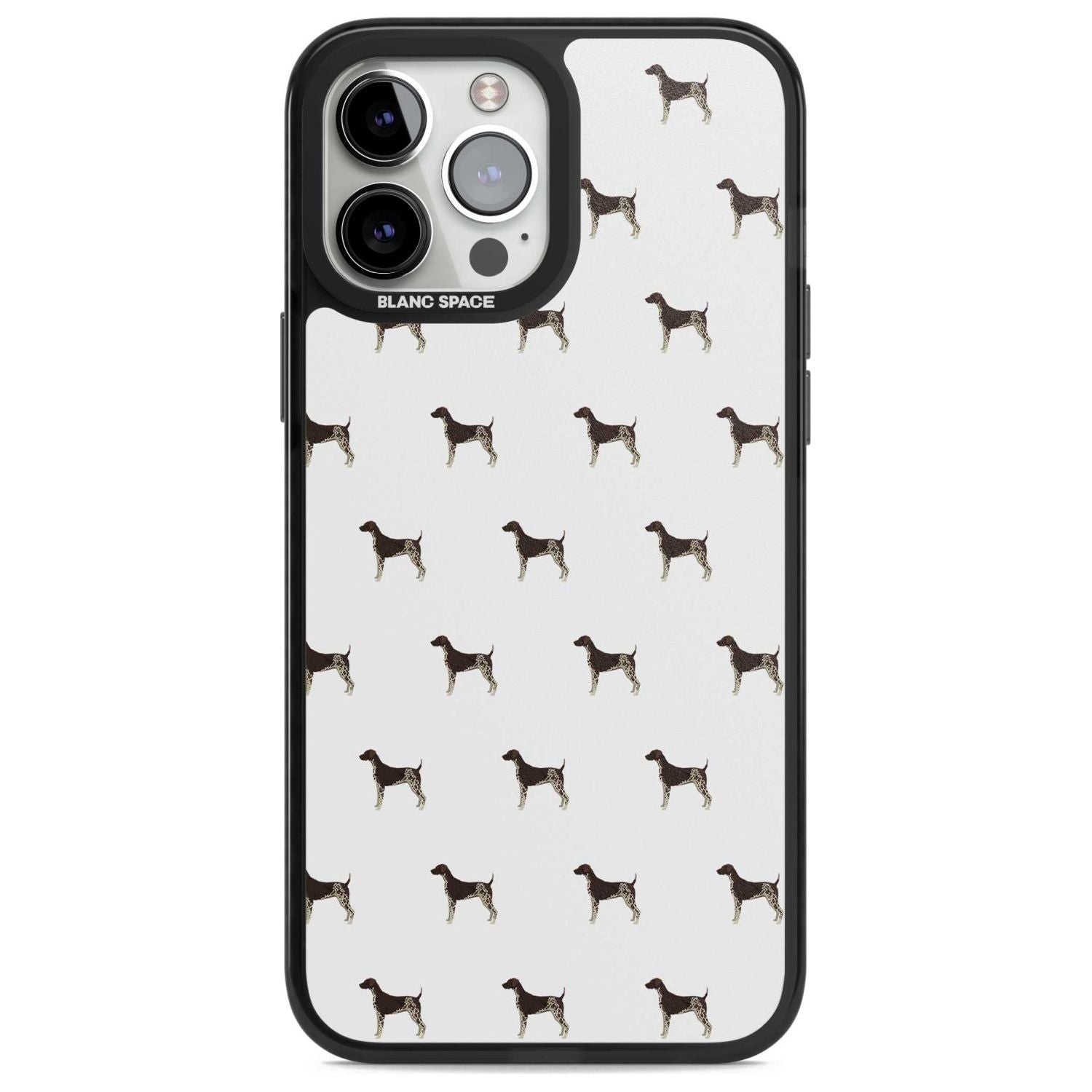 German Shorthaired Pointer Dog Pattern Phone Case iPhone 13 Pro Max / Magsafe Black Impact Case Blanc Space