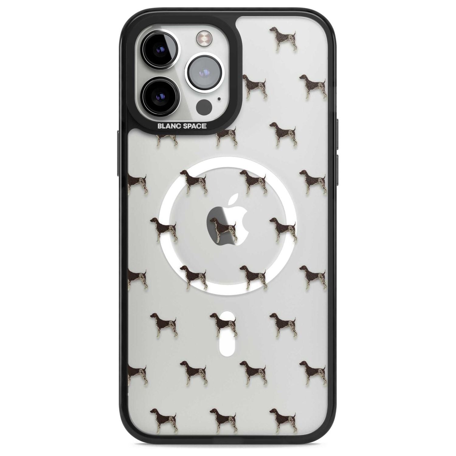 German Shorthaired Pointer Dog Pattern Clear Phone Case iPhone 13 Pro Max / Magsafe Black Impact Case Blanc Space