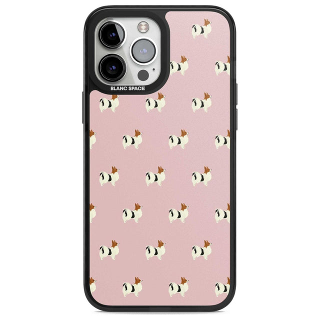 Papillon Dog Pattern Phone Case iPhone 13 Pro Max / Magsafe Black Impact Case Blanc Space
