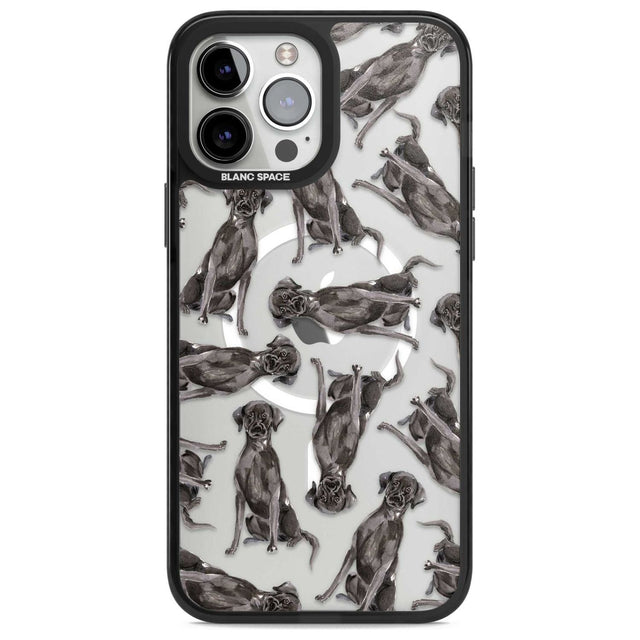 Black Labrador Watercolour Dog Pattern Phone Case iPhone 13 Pro Max / Magsafe Black Impact Case Blanc Space