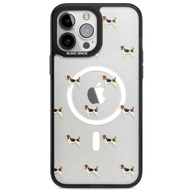 Beagle Dog Pattern Clear Phone Case iPhone 13 Pro Max / Magsafe Black Impact Case Blanc Space