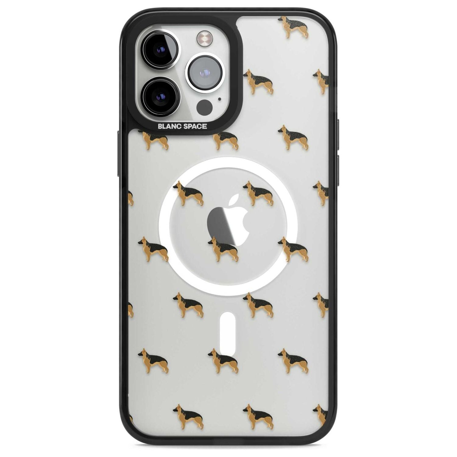 German Sherpard Dog Pattern Clear Phone Case iPhone 13 Pro Max / Magsafe Black Impact Case Blanc Space