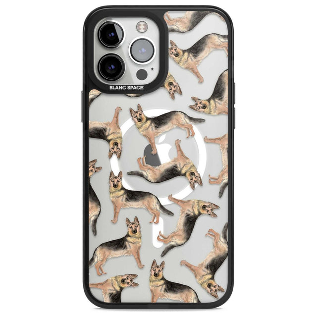 German Shepherd Watercolour Dog Pattern Phone Case iPhone 13 Pro Max / Magsafe Black Impact Case Blanc Space