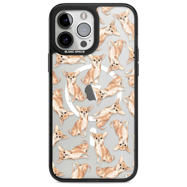 Chihuahua Watercolour Dog Pattern Phone Case iPhone 13 Pro Max / Magsafe Black Impact Case Blanc Space