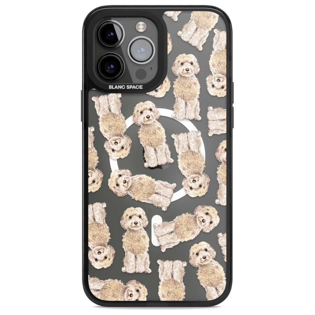 Cockapoo (Champagne) Watercolour Dog Pattern Phone Case iPhone 13 Pro Max / Magsafe Black Impact Case Blanc Space