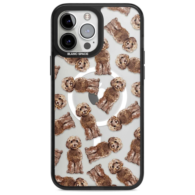 Cockapoo (Brown) Watercolour Dog Pattern Phone Case iPhone 13 Pro Max / Magsafe Black Impact Case Blanc Space
