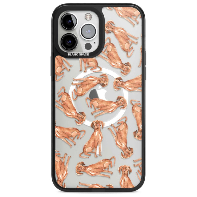 Hungarian Vizsla Watercolour Dog Pattern Phone Case iPhone 13 Pro Max / Magsafe Black Impact Case Blanc Space