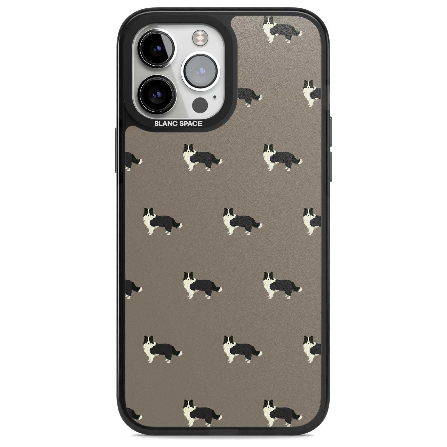 Border Collie Dog Pattern Phone Case iPhone 13 Pro Max / Magsafe Black Impact Case Blanc Space