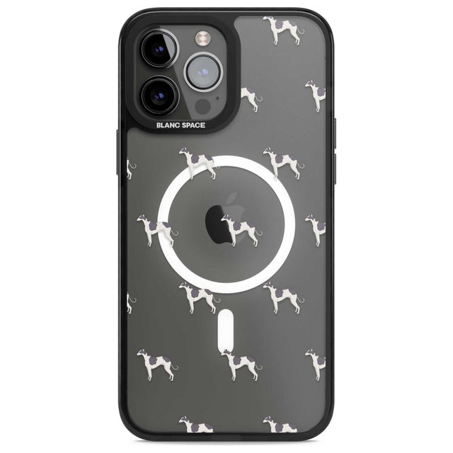 Greyhound Dog Pattern Clear Phone Case iPhone 13 Pro Max / Magsafe Black Impact Case Blanc Space