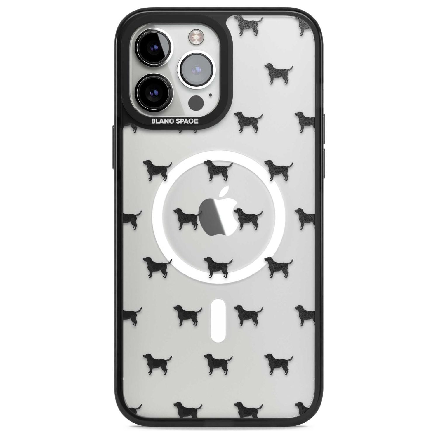 Black Labrador Dog Pattern Clear Phone Case iPhone 13 Pro Max / Magsafe Black Impact Case Blanc Space