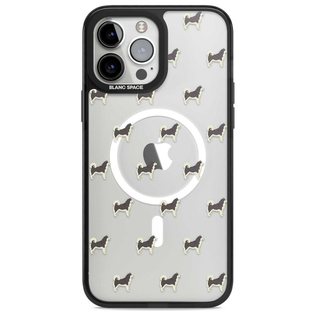 Alaskan Malamute Dog Pattern Clear Phone Case iPhone 13 Pro Max / Magsafe Black Impact Case Blanc Space