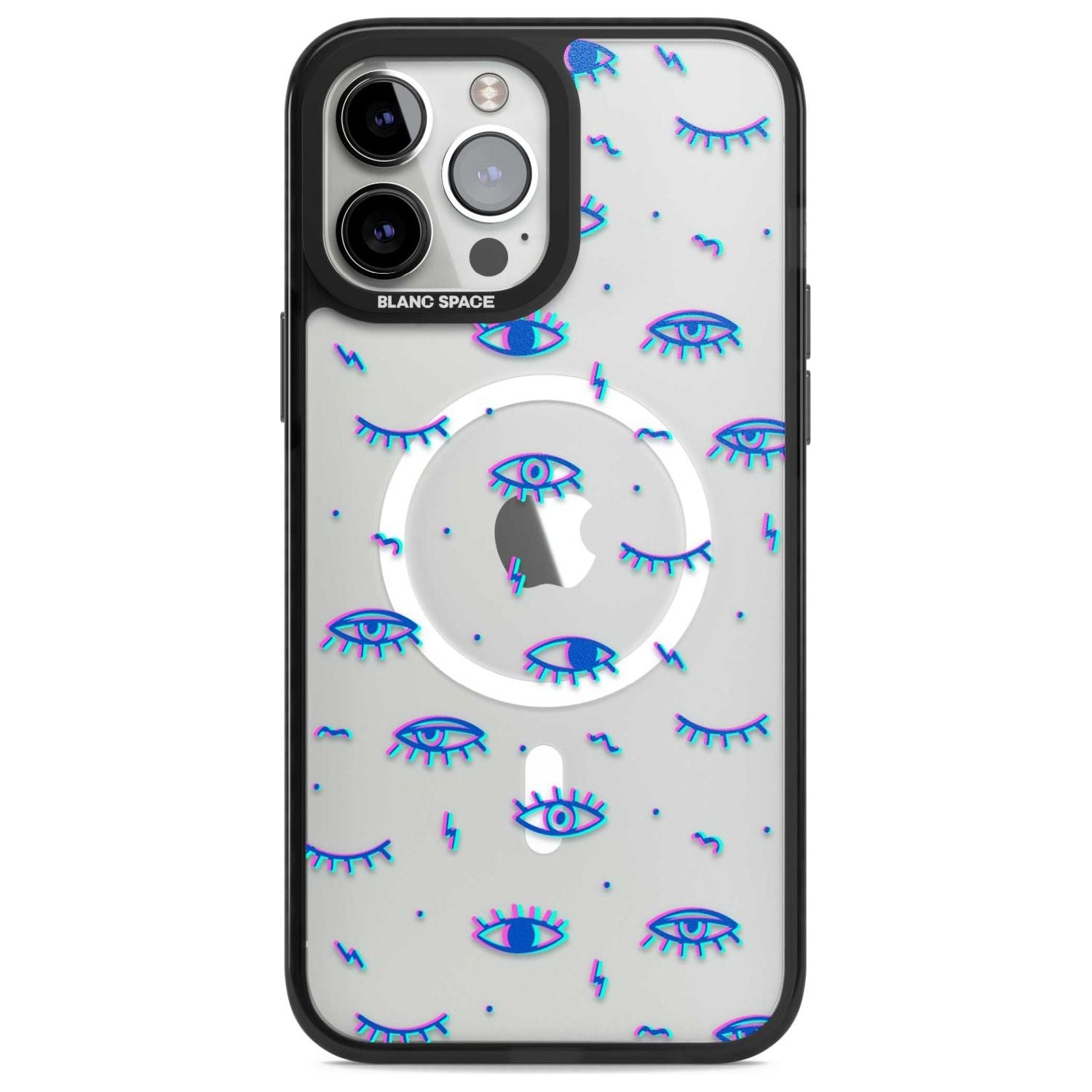 Duotone Psychedelic Eyes Phone Case iPhone 13 Pro Max / Magsafe Black Impact Case Blanc Space
