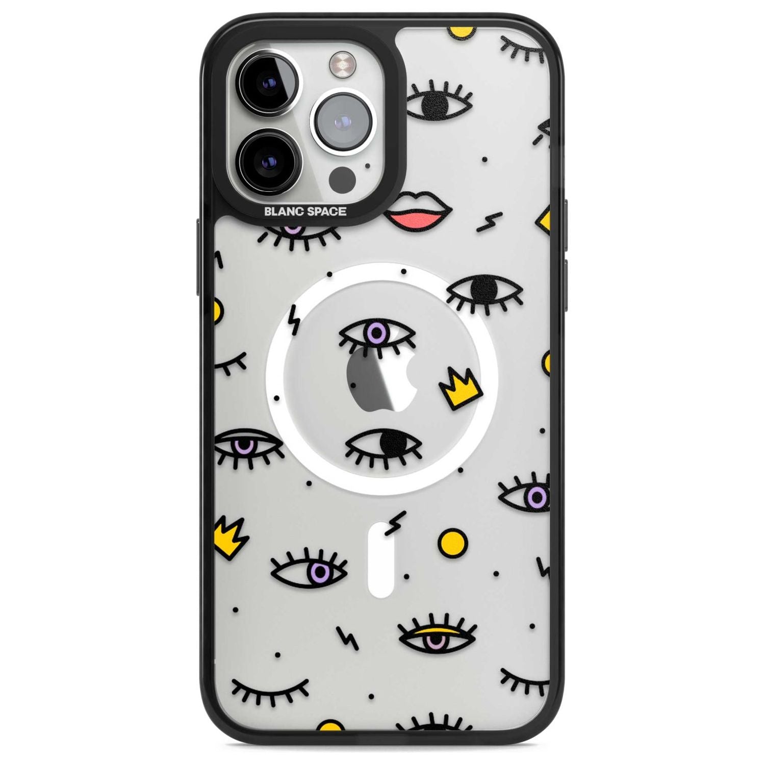 Eyes & Lips Icons Phone Case iPhone 13 Pro Max / Magsafe Black Impact Case Blanc Space