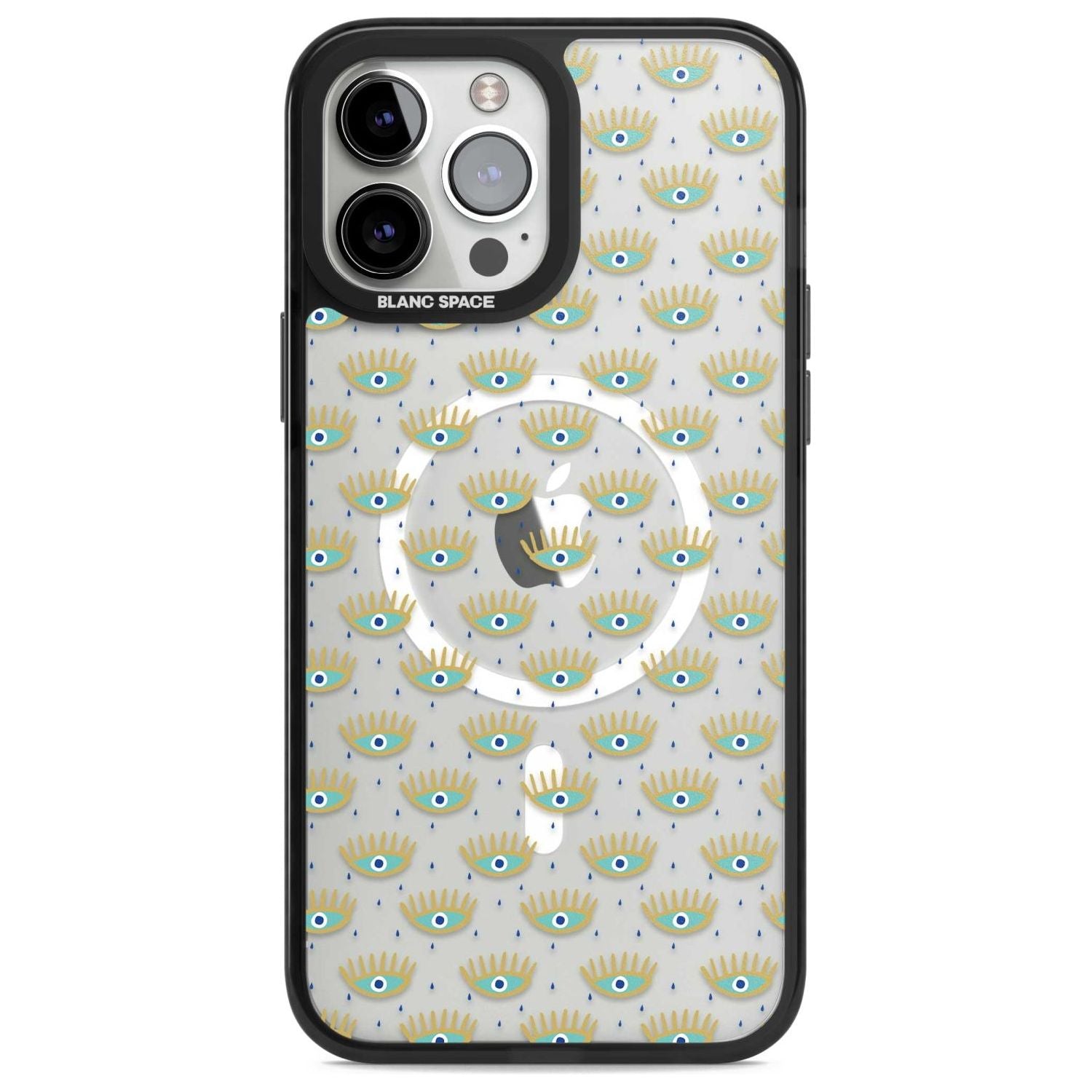 Crying Eyes (Clear) Psychedelic Eyes Pattern Phone Case iPhone 13 Pro Max / Magsafe Black Impact Case Blanc Space