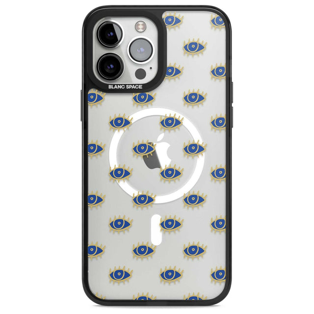 Gold Eyes (Clear) Psychedelic Eyes Pattern Phone Case iPhone 13 Pro Max / Magsafe Black Impact Case Blanc Space