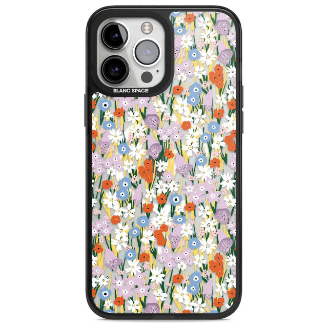 Energetic Floral Mix: Transparent Phone Case iPhone 13 Pro Max / Magsafe Black Impact Case Blanc Space