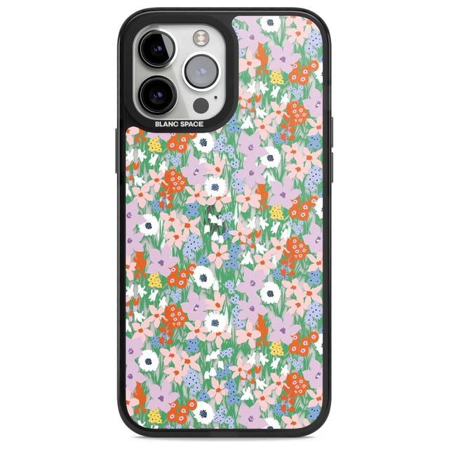 Jazzy Floral Mix: Transparent Phone Case iPhone 13 Pro Max / Magsafe Black Impact Case Blanc Space