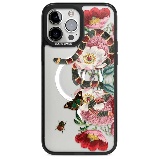 Floral Snake Phone Case iPhone 13 Pro Max / Magsafe Black Impact Case Blanc Space