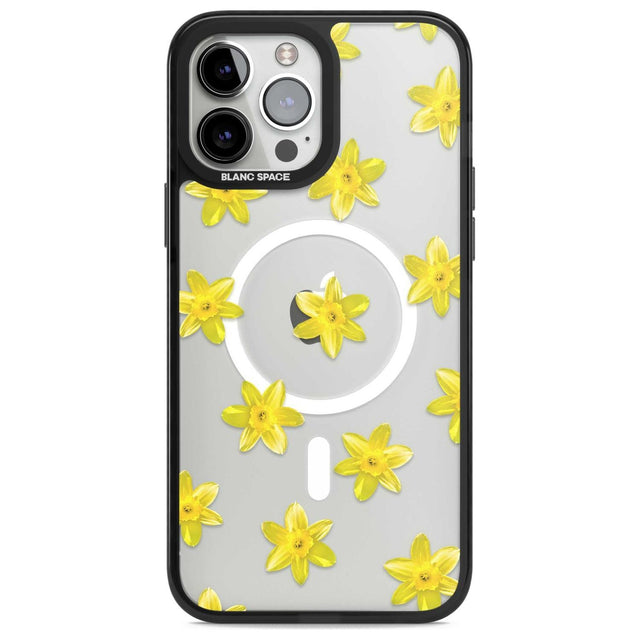 Daffodils Transparent Pattern Phone Case iPhone 13 Pro Max / Magsafe Black Impact Case Blanc Space