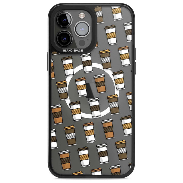Coffee Cup Pattern Phone Case iPhone 13 Pro Max / Magsafe Black Impact Case Blanc Space