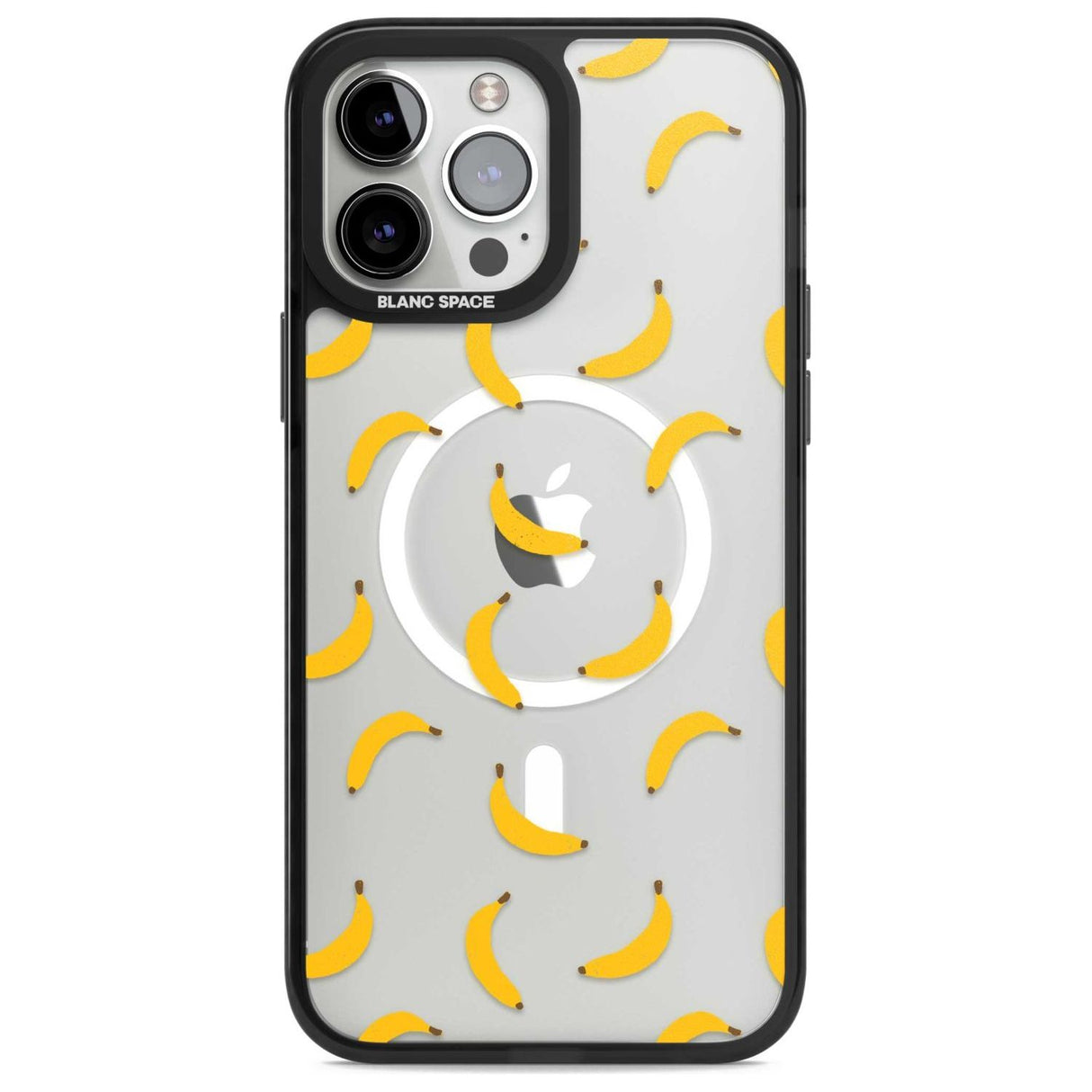 Banana Pattern Phone Case iPhone 13 Pro Max / Magsafe Black Impact Case Blanc Space