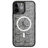 Funky Floral Patterns White on Clear Phone Case iPhone 13 Pro Max / Magsafe Black Impact Case Blanc Space