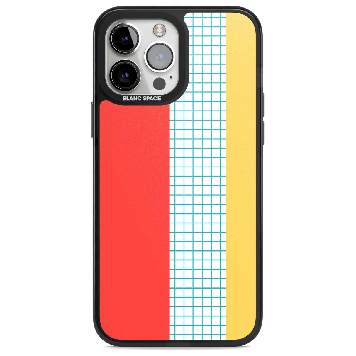 Abstract Grid Red, Blue, Yellow Phone Case iPhone 13 Pro Max / Magsafe Black Impact Case Blanc Space
