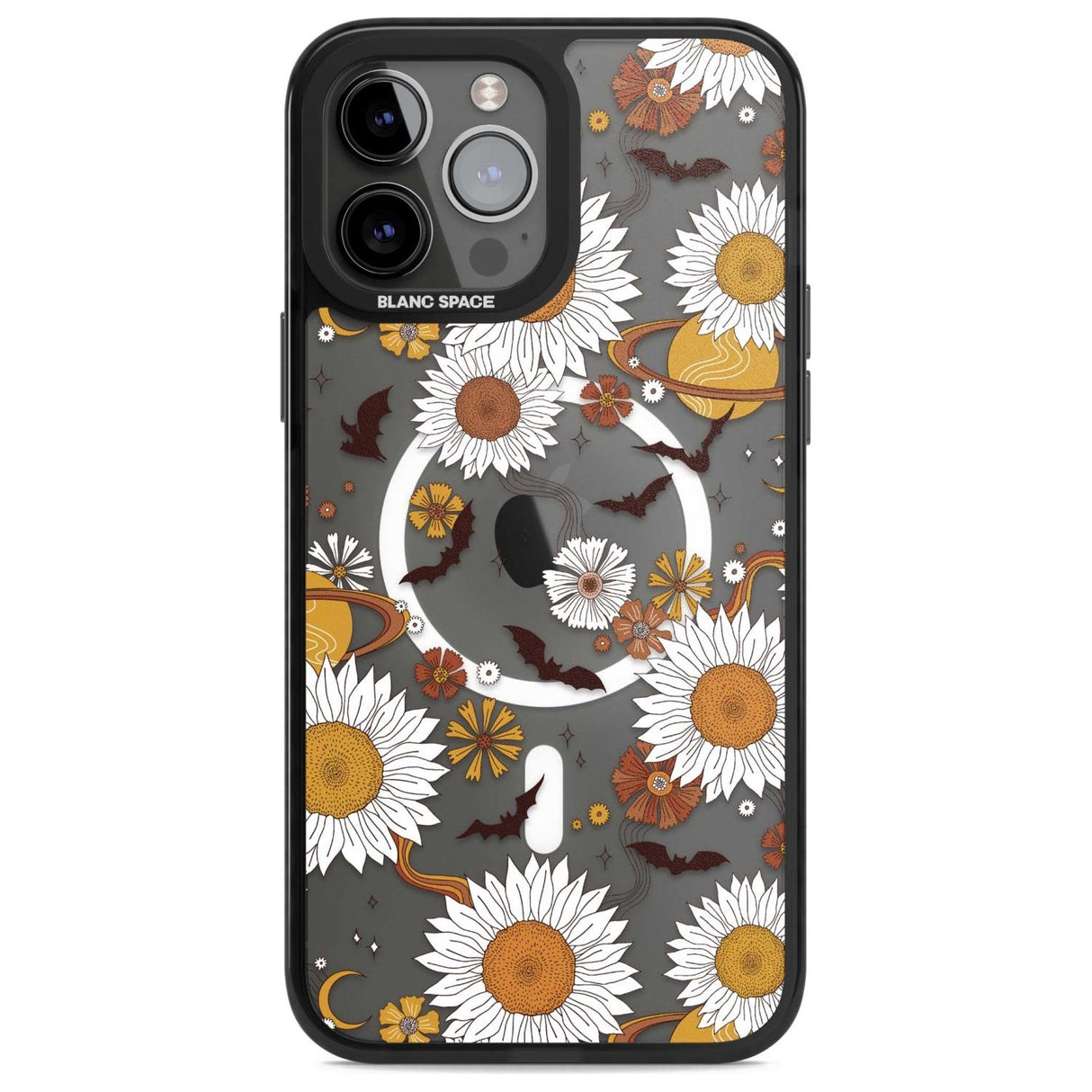 Halloween Bats and Planets Phone Case iPhone 13 Pro Max / Magsafe Black Impact Case Blanc Space