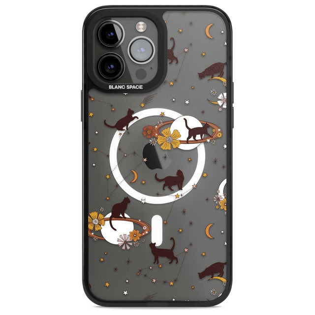 Halloween Cats and Astrology Phone Case iPhone 13 Pro Max / Magsafe Black Impact Case Blanc Space