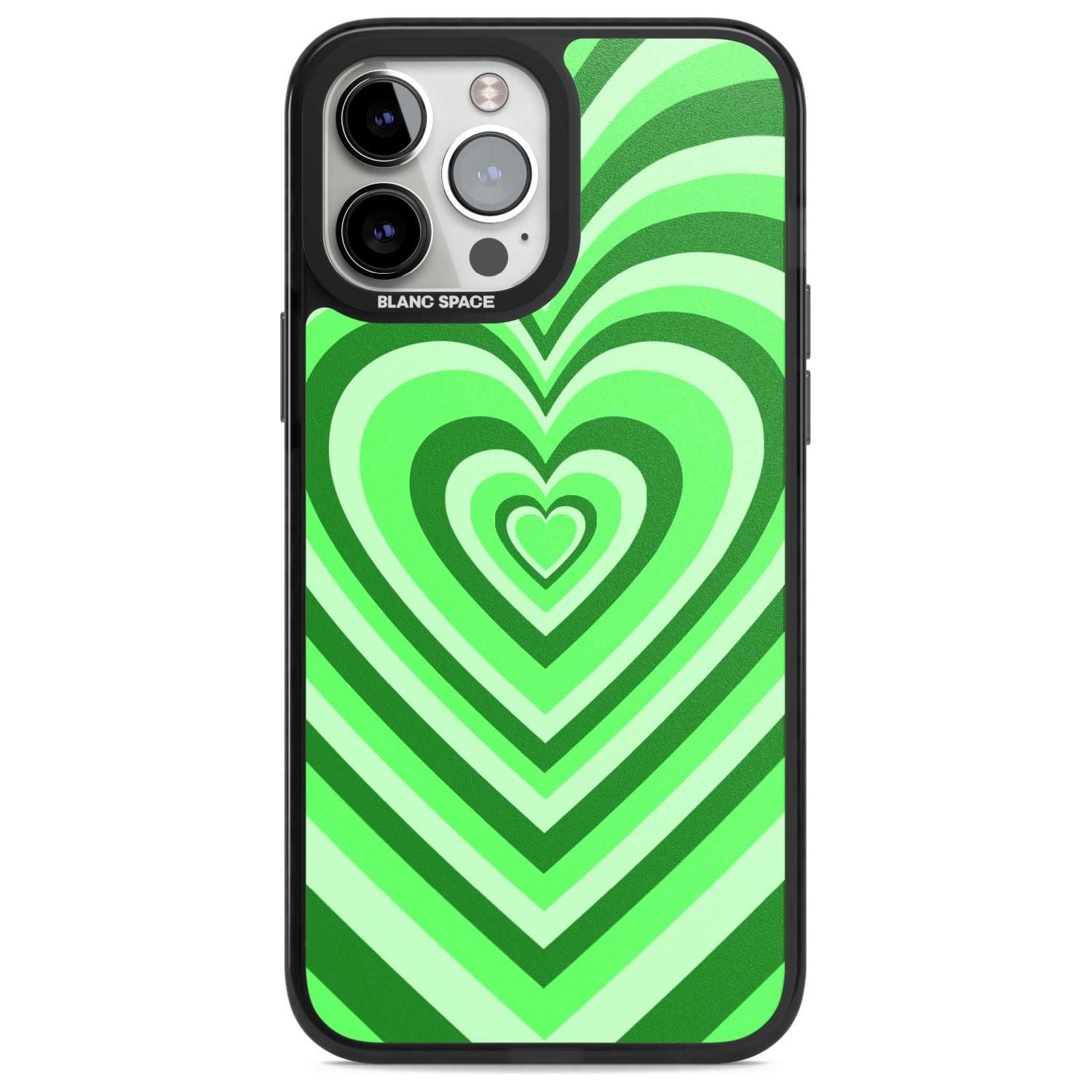 Green Heart Illusion Phone Case iPhone 13 Pro Max / Magsafe Black Impact Case Blanc Space