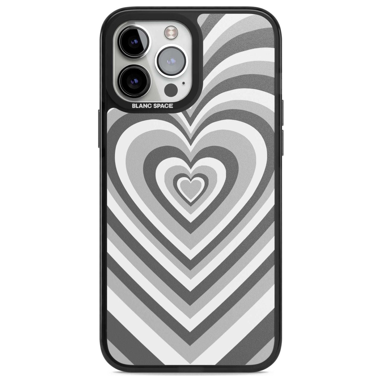 Monochrome Heart Illusion Phone Case iPhone 13 Pro Max / Magsafe Black Impact Case Blanc Space