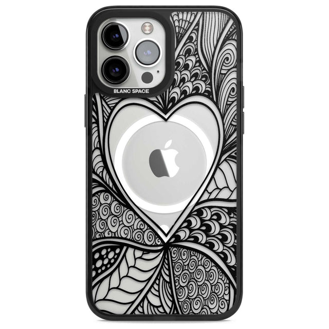 Black Henna Heart Phone Case iPhone 13 Pro Max / Magsafe Black Impact Case Blanc Space