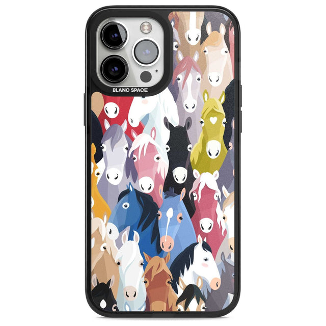 Colourful Horse Pattern Phone Case iPhone 13 Pro Max / Magsafe Black Impact Case Blanc Space