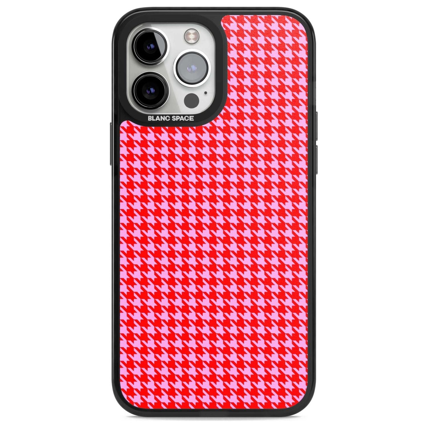 Neon Pink & Red Houndstooth Pattern Phone Case iPhone 13 Pro Max / Magsafe Black Impact Case Blanc Space