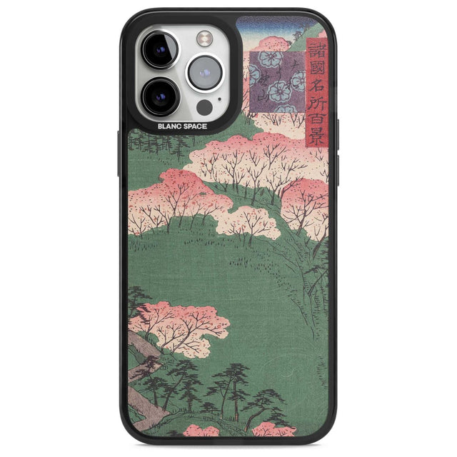 Japanese Illustration Cherry Blossom Forest Phone Case iPhone 13 Pro Max / Magsafe Black Impact Case Blanc Space