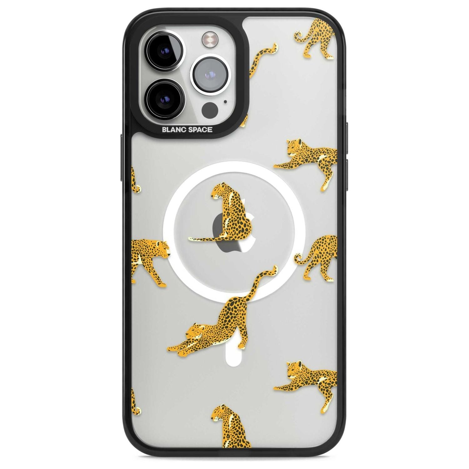 Clear Jaguar Jungle Cat Pattern Phone Case iPhone 13 Pro Max / Magsafe Black Impact Case Blanc Space