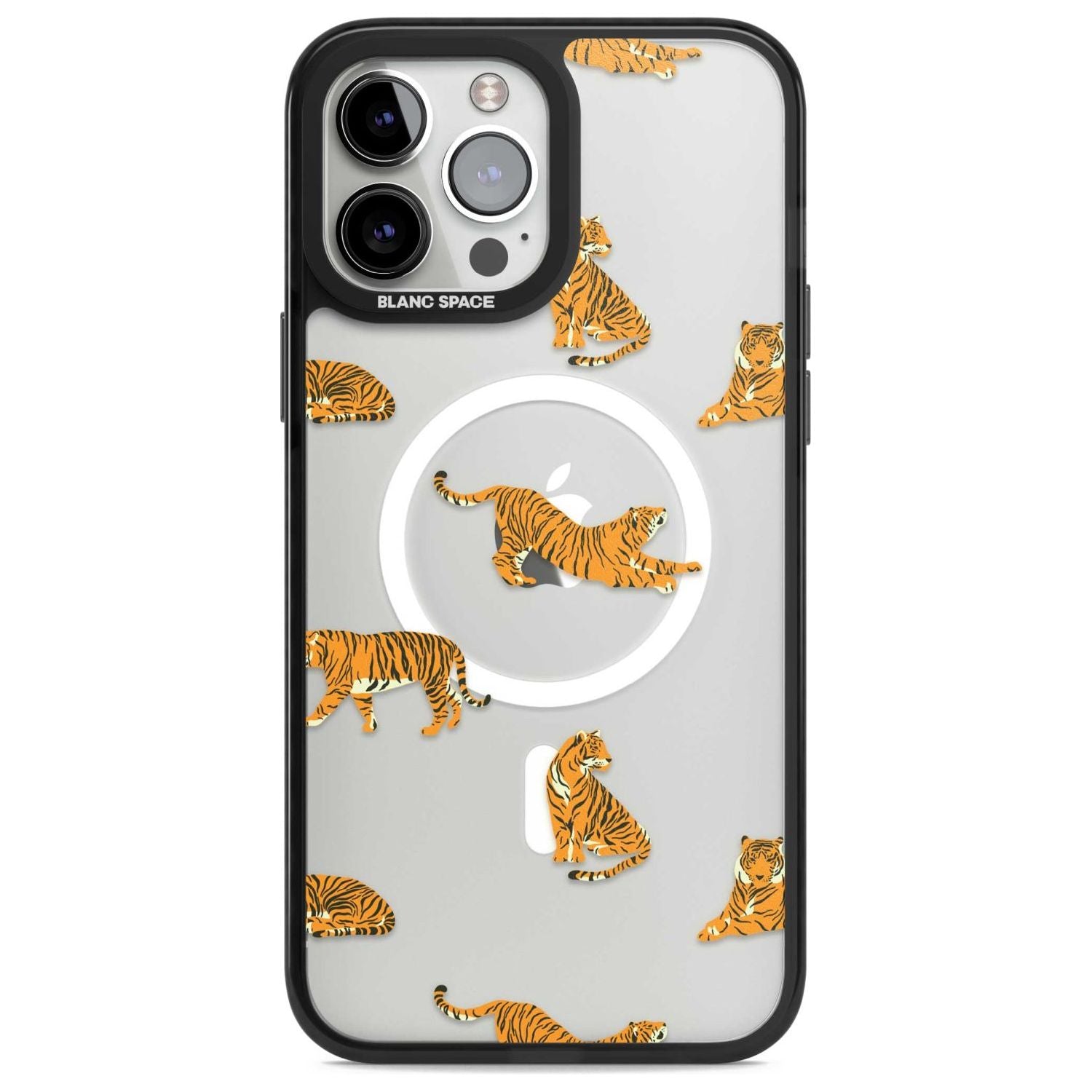 Clear Tiger Jungle Cat Pattern Phone Case iPhone 13 Pro Max / Magsafe Black Impact Case Blanc Space