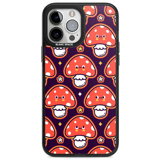 Mushroom Kawaii Pattern Phone Case iPhone 13 Pro Max / Magsafe Black Impact Case Blanc Space