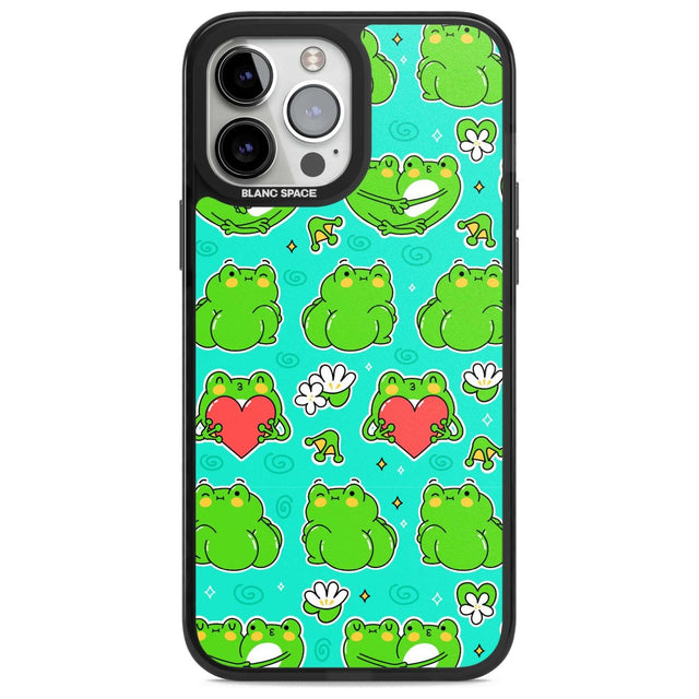 Frog Booty Kawaii Pattern Phone Case iPhone 13 Pro Max / Magsafe Black Impact Case Blanc Space