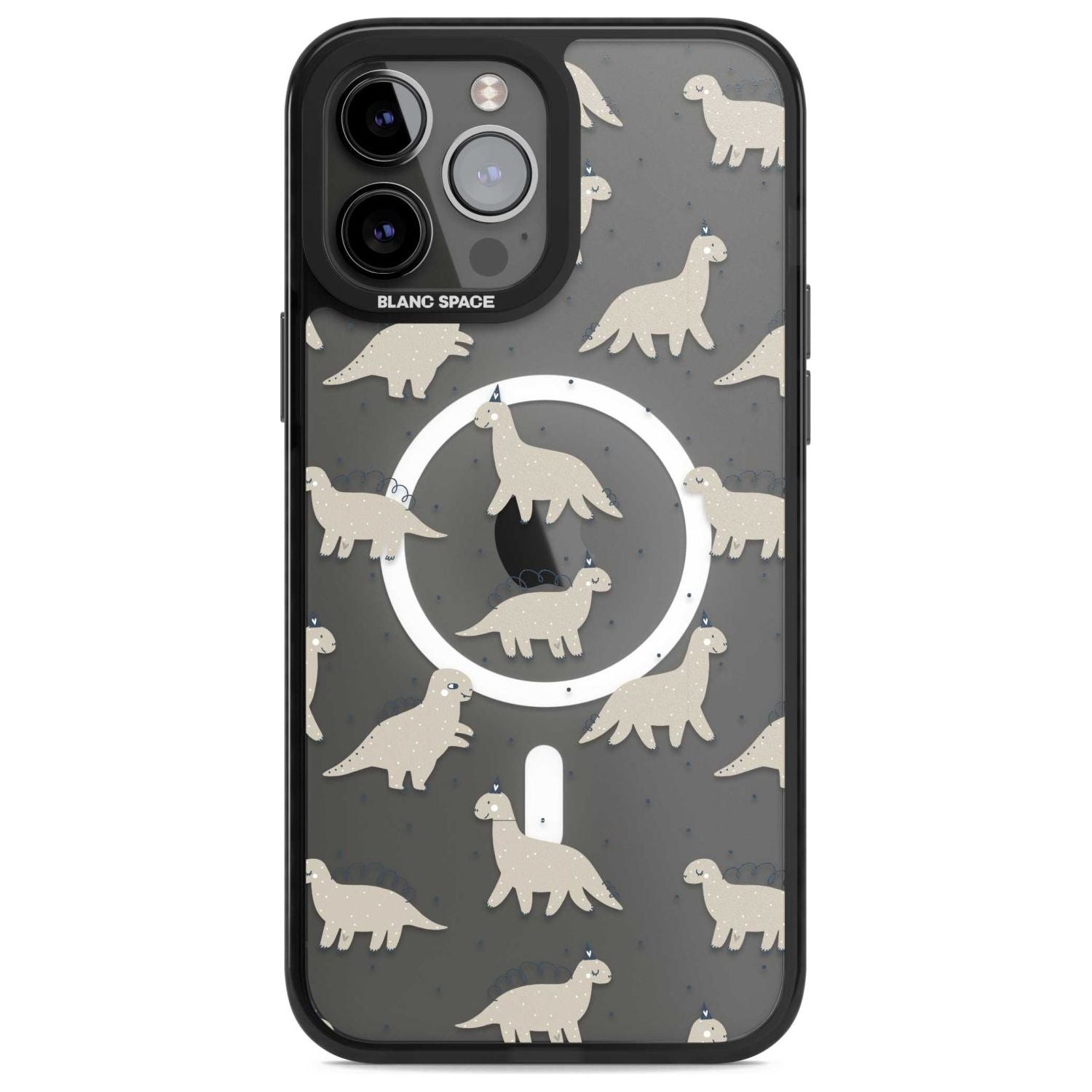 Adorable Dinosaurs Pattern (Clear) Phone Case iPhone 13 Pro Max / Magsafe Black Impact Case Blanc Space