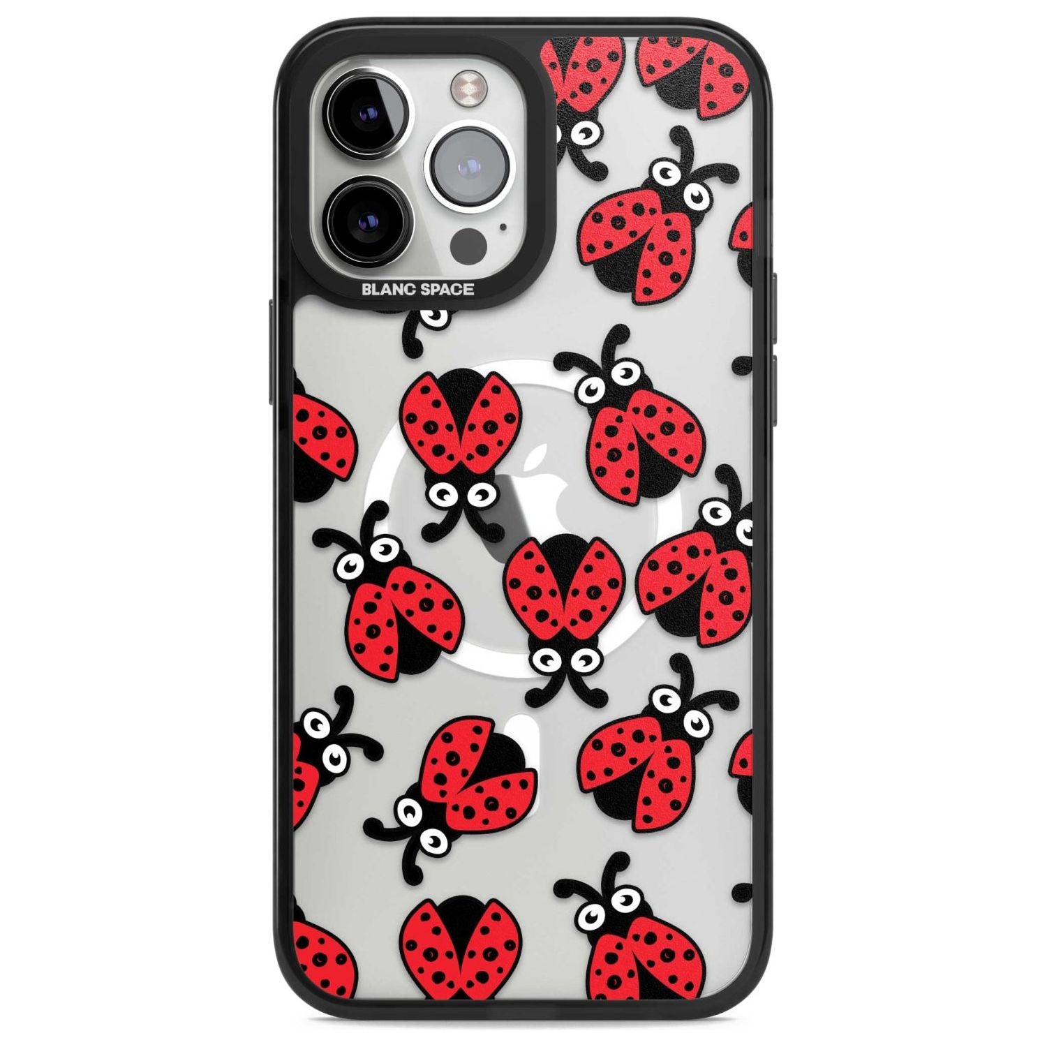 Ladybug Pattern Phone Case iPhone 13 Pro Max / Magsafe Black Impact Case Blanc Space