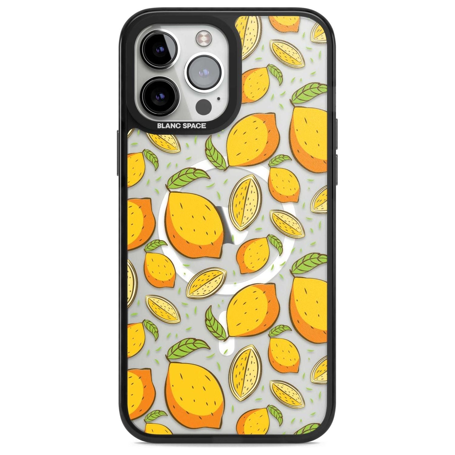 Lemon Pattern Phone Case iPhone 13 Pro Max / Magsafe Black Impact Case Blanc Space