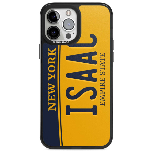 New York License Plate Custom Phone Case iPhone 13 Pro Max / Magsafe Black Impact Case Blanc Space