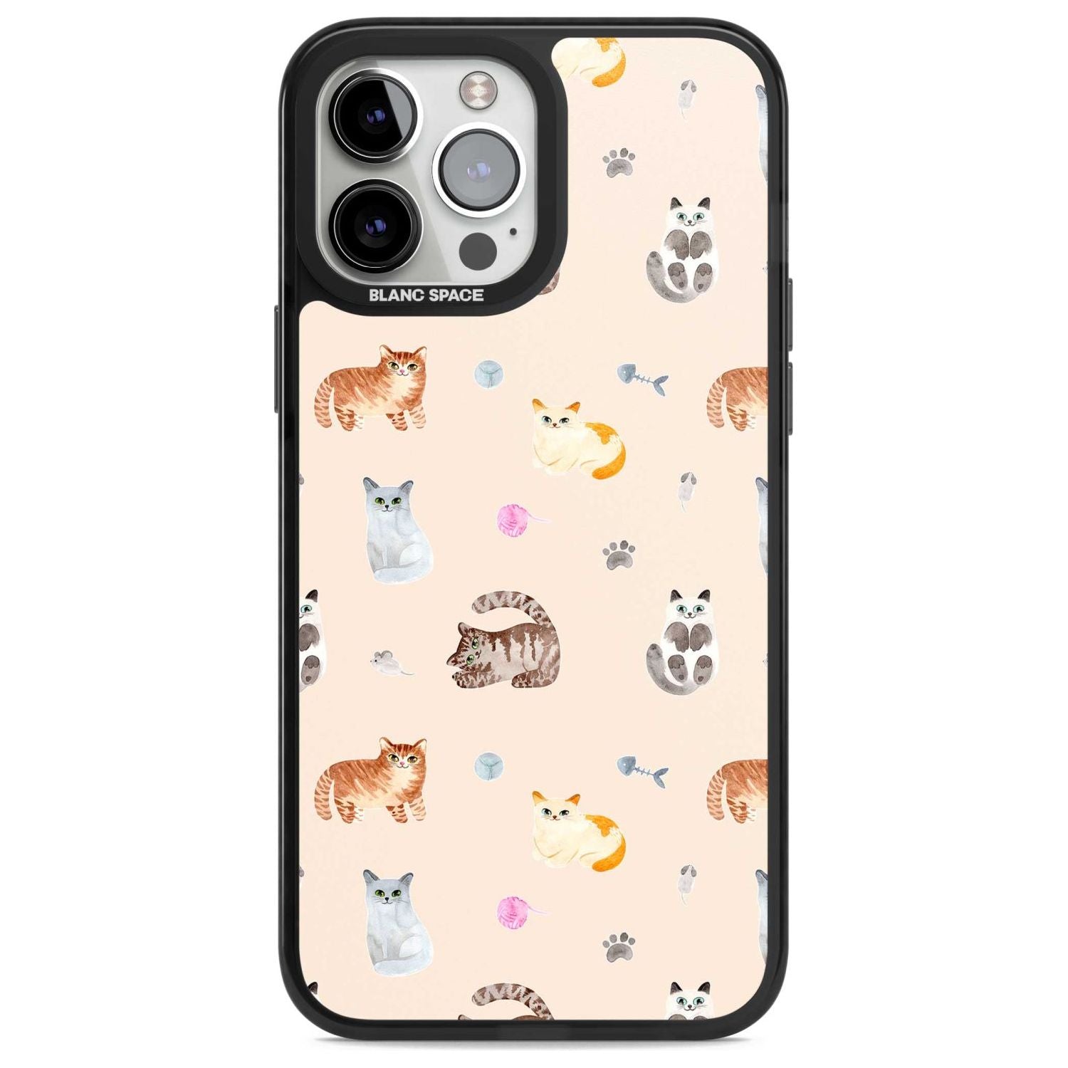 Cats with Toys Phone Case iPhone 13 Pro Max / Magsafe Black Impact Case Blanc Space