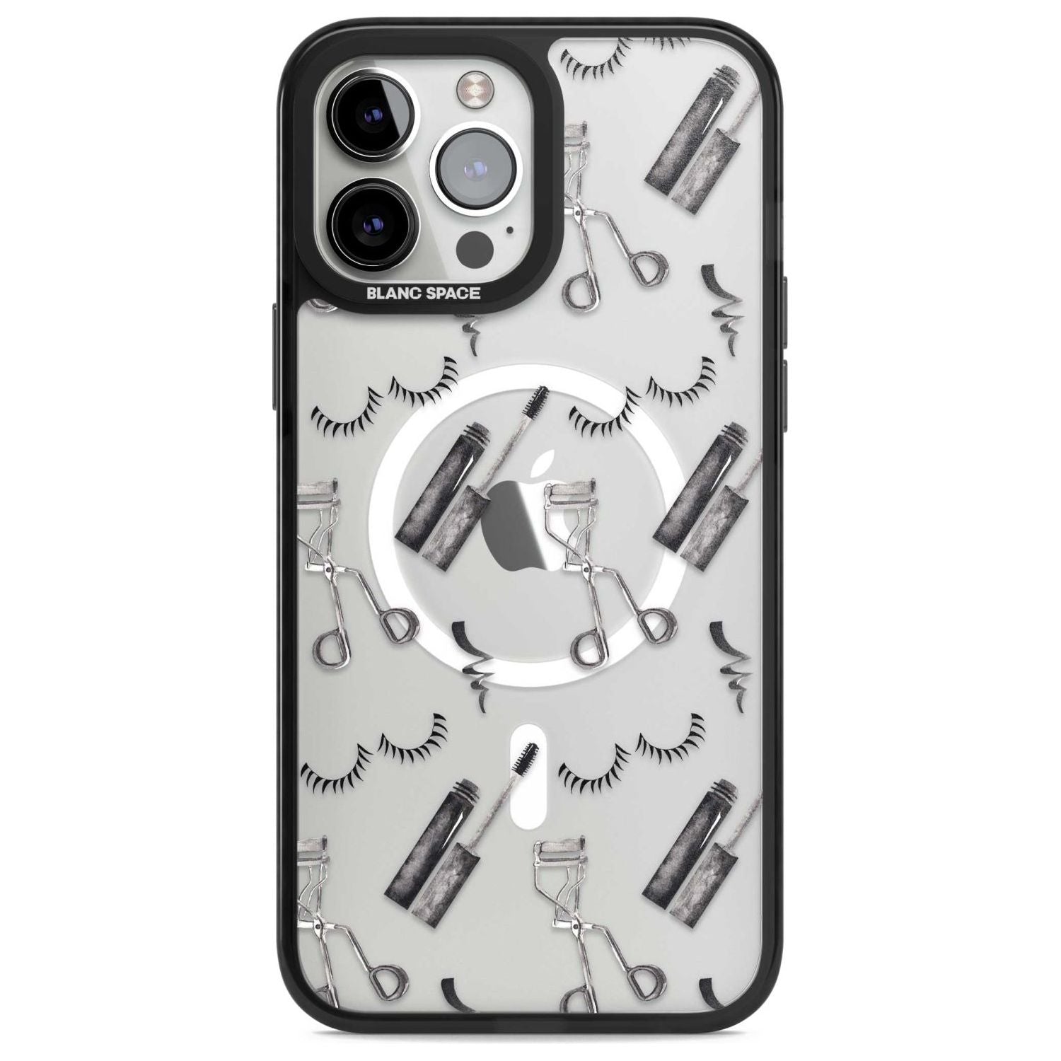 Eyelash Makeup Pattern Phone Case iPhone 13 Pro Max / Magsafe Black Impact Case Blanc Space